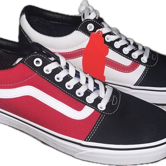 Vans ward color block red/white sneakers shoes - Picture 1 of 2